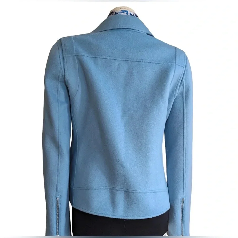 MICHAEL Michael Kors, Blue Wool Moto Jacket, Size Medium - Picture 2 of 8